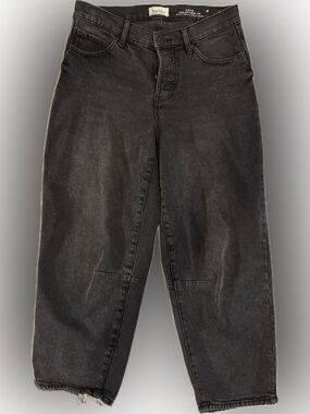 Nicole Miller Black Washed High-Rise Barrel Leg Jeans